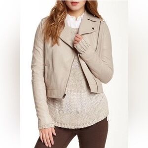 Vince Beige Soft Leather Moto Jacket